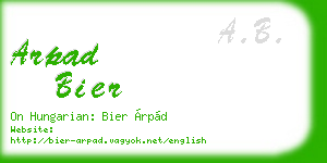 arpad bier business card